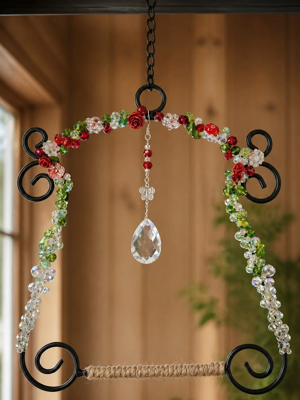 Crystal Hand Beaded Humming Bird Perch